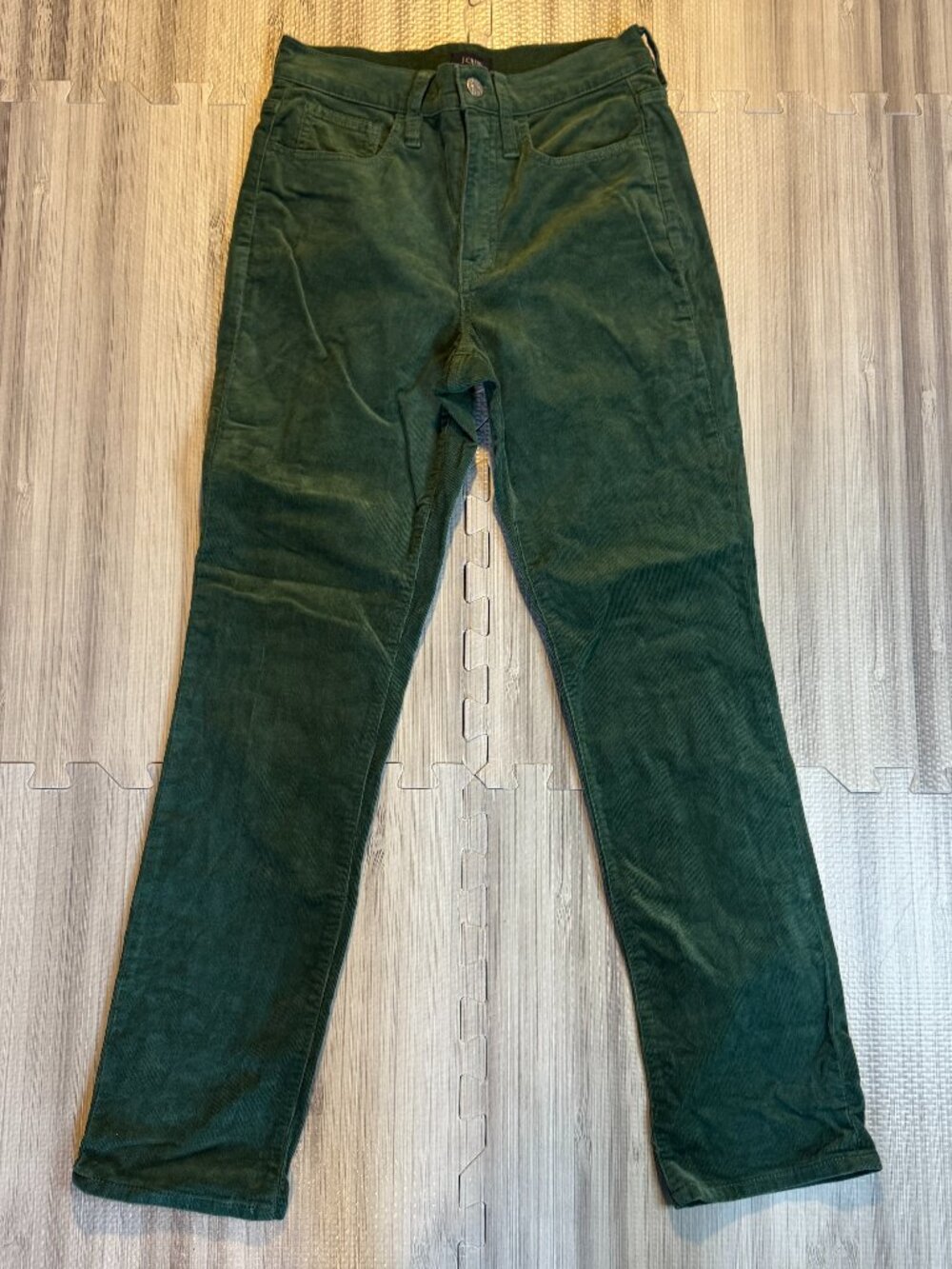 J.Crew Women's Green Corduroy Full-Length Essential Straight Pant